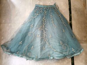 Elegant Blue Embellished Lehenga Choli.