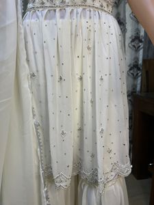 Beautiful white pearl sharara suit set