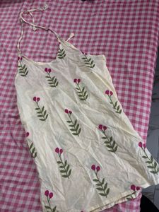 Cream Kurta with Floral Print