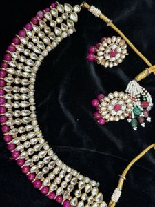 Exquisite Kundan &amp; Pearl Necklace Set- Navaratri c