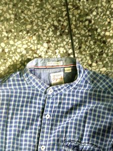 Blue Checkered Button-Down Shirt