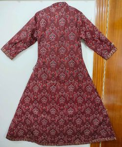 Maroon Red Angrakha Anarkali Kurta Set