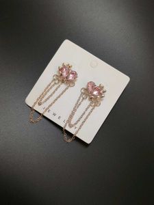 Cute Pink Drop Chain Earrings