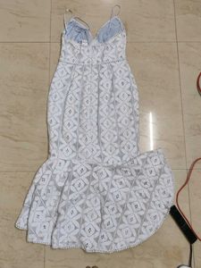 Elegant White Lace Fishtail Dress