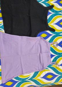 2x Camisole Tops - Black & Lavender