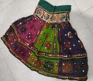 Bohemian Patchwork Mirror Work Lehenga Skirt