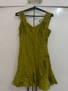 Chic Textured Olive Green Dress