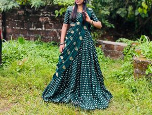 Green Lehenga Choli Set lehanga skirt