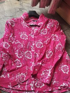 Vibrant Pink Floral Button-Up Shirt