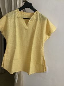 Chic Yellow Eyelet Blouse