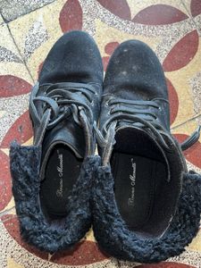 Black Suede Lace-Up Boots