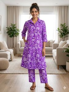 Purple Floral Print coord set