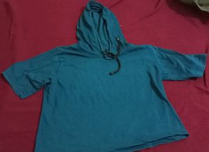 Teal Short Sleeve Hoodie