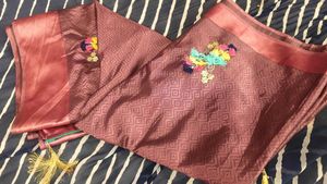 Embroidered Silk Blend Saree