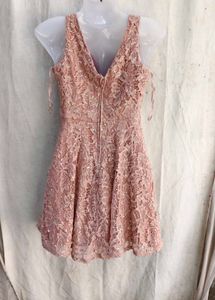 86209. Sparkly Lace V-Neck Mini Dress