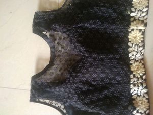 Black silk/net blouse cum crop top