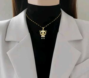 18K Gold Plated Rhinestone Panda Charm Necklace