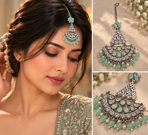 Elegant Mint Green Maang Tikka