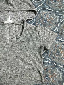 Gray Cropped Hoodie Top