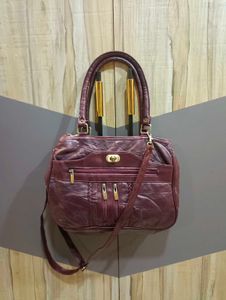 Chic Maroon Leather Handbag
