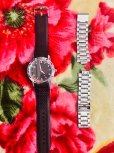 Men's Stainless Steel Watch with 2 strap