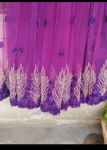 Elegant Purple Embroidered Gown💥