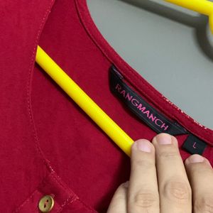 Rangmanch Red Kurta with Gold Print