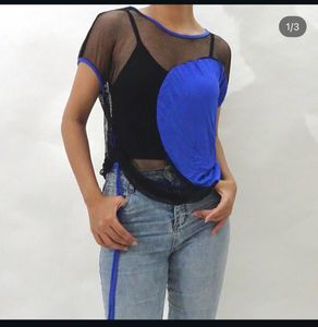 Stylish Mesh & Blue Panel Top