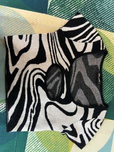 Zebra Print Cutout Sweater Top