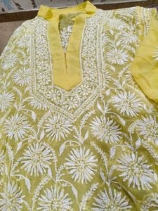 Yellow Chikankari Kurta