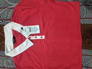 Shein Red Cropped Polo T-Shirt