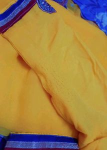 Yellow Light Weight Patch Work Saree