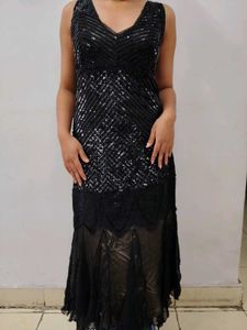 Sparkling Black Sequin Maxi Dress