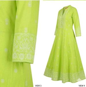 Lime Green Embroidered Anarkali Kurta