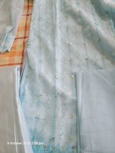 Light Blue Sequined Kurta Set