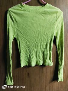 Lime Green Ribbed Long Sleeve Top