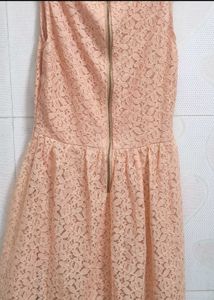 Peach Lace Fit &amp; Flare Dress