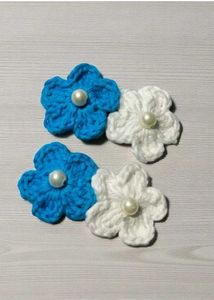 Crocheted Flower Hair Clips Set