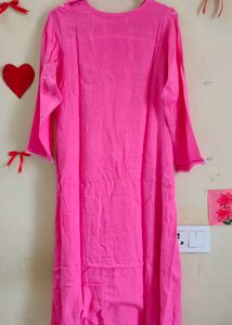 Vibrant Pink Embroidered A- Line Kurta