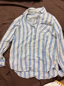 Blue Striped Long Sleeve Top