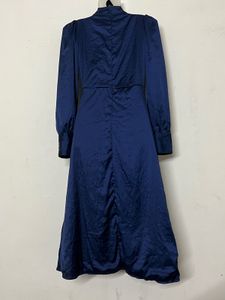 Pintresty silk Elegant Navy Blue Satin Dress