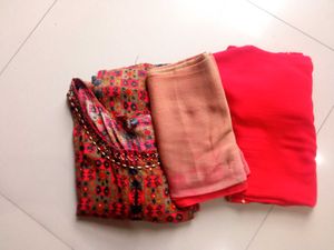 Printed Kurta Set with Palazzo &amp; Dupatta