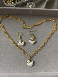 Charming Swan Necklace & Earring Set