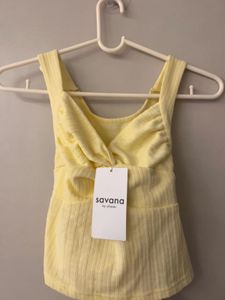 Savana by Urbanic Butter Yellow Textured Crop Top