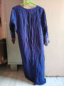 Navy Blue Embroidered Kurta