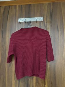 Maroon Ribbed Top
