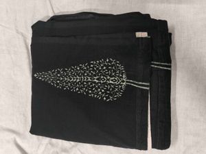 Elegant Black Saree with White Print