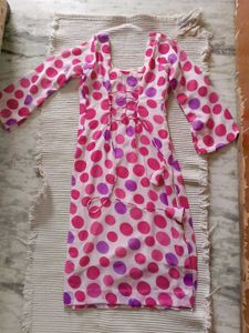 Pink Polka Dot Kurta with Pants