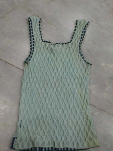 Mint Green Textured crochet Tank Top