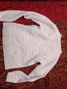 Striped Knit Sweater - Light Pink